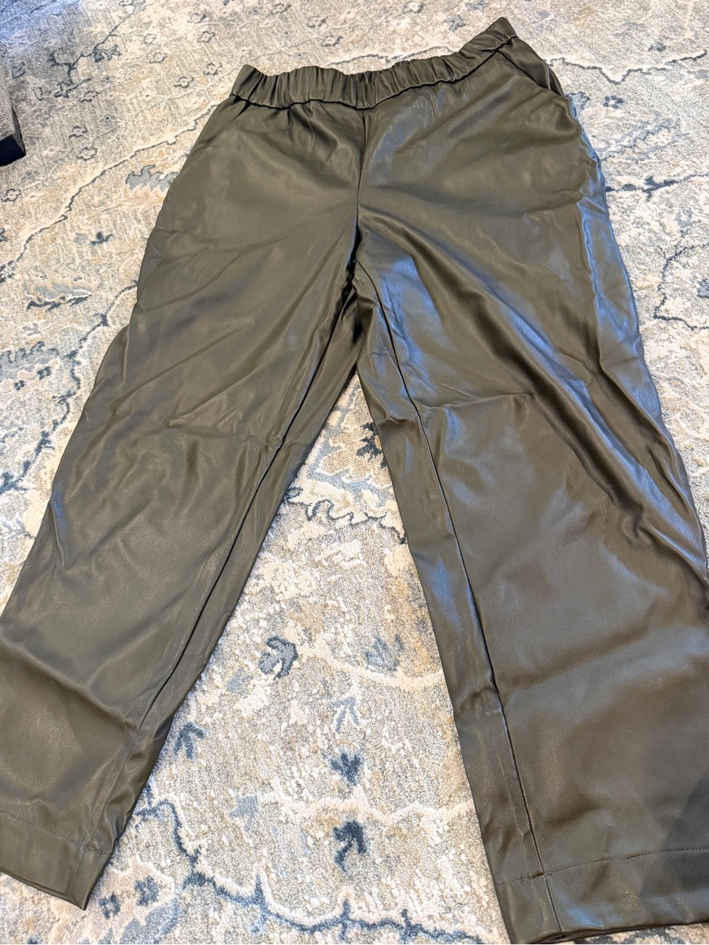 Women’s Olive Faux Leather Pants
